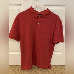 Nautica Polo Shirt Men’s Red Short Sleeve Cotton Blend Size M.